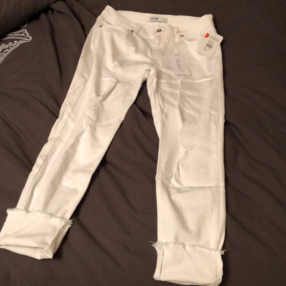 White ripped jeans